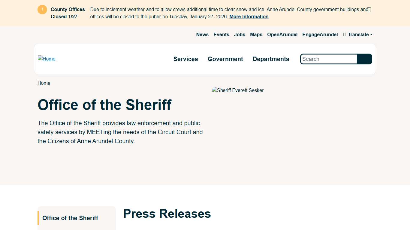 Office of the Sheriff Anne Arundel County Government