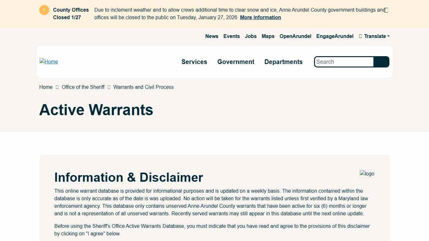 Active Warrants Anne Arundel County Government